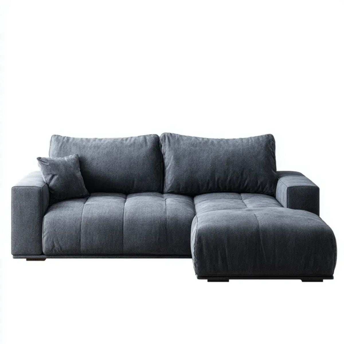 Grafitowa sofa narożna w kształcie L z prawym szezlongiem, tkanina welurowa, 260 × 160 × 85 cm
