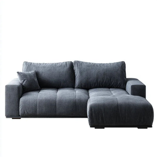 Grafitowa sofa narożna w kształcie L z prawym szezlongiem, tkanina welurowa, 260 × 160 × 85 cm
