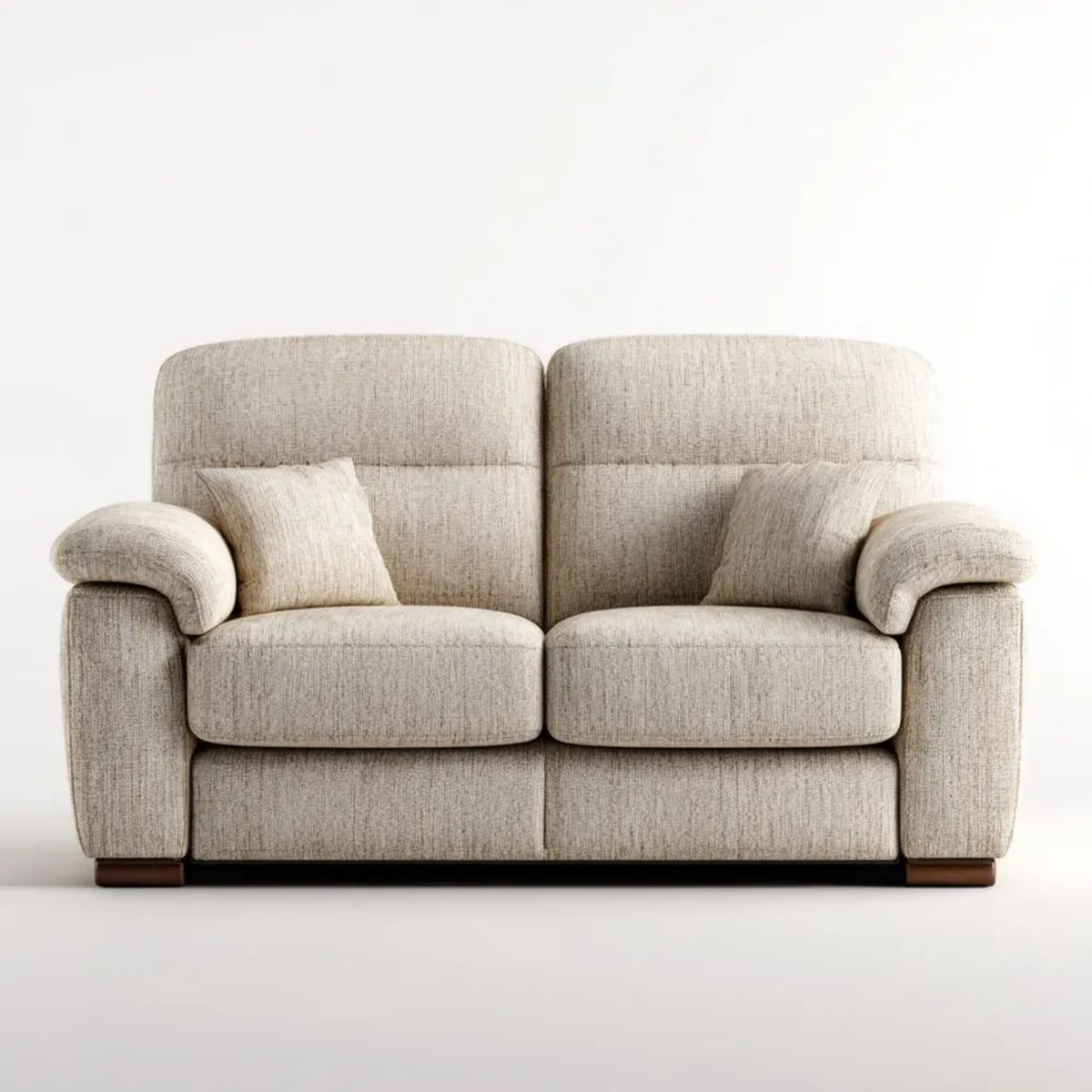 Beżowa sofa dwuosobowa z tapicerką tkaninową, 170 x 90 x 95 cm