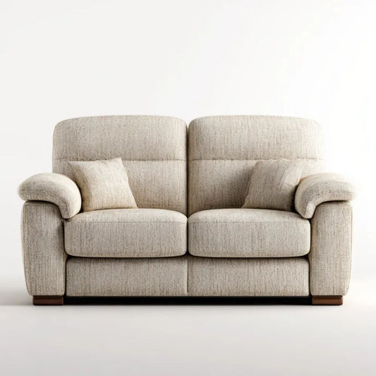 Beżowa sofa dwuosobowa z tapicerką tkaninową, 170 x 90 x 95 cm