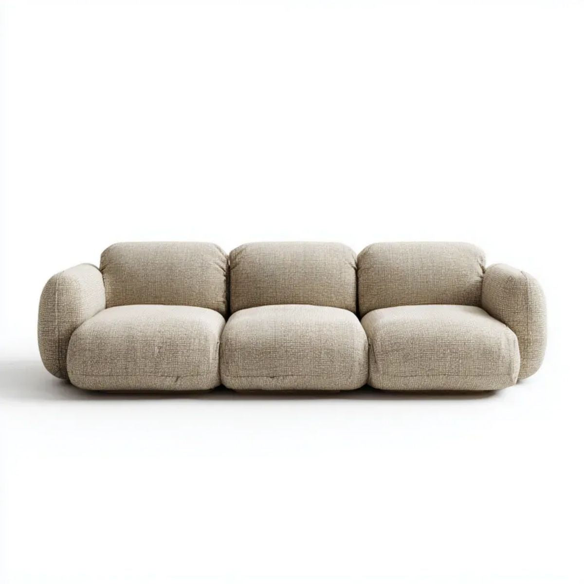 Beżowa sofa 3-osobowa z tapicerką poliestrową 240 × 100 × 75 cm