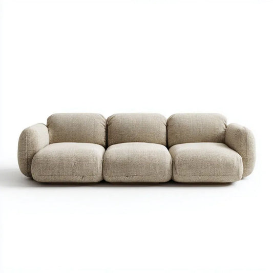 Beżowa sofa 3-osobowa z tapicerką poliestrową 240 × 100 × 75 cm