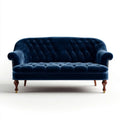 Dwuosobowa sofa Chesterfield z aksamitu, granatowa, 170 × 85 × 78 cm