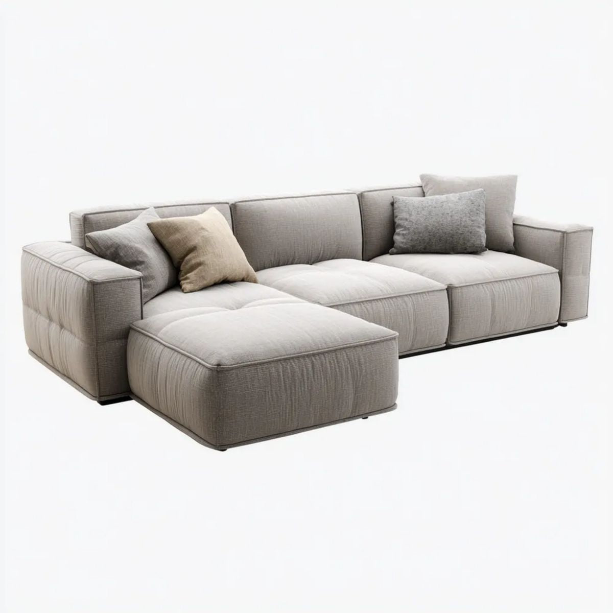Lewostronna sofa narożna z tkaniny jasnoszara 280 × 165 × 85 cm