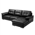 Czarna sofa narożna ze skóry PU z prawym szezlongiem 260 x 170 x 90 cm