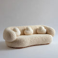 Dwuosobowa sofa kremowa z poliestru bouclé 170 x 95 x 75 cm z 3 poduszkami