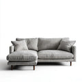 Szara sofa narożna z lewym szezlongiem, tapicerka poliestrowa, 230 x 150 x 85 cm