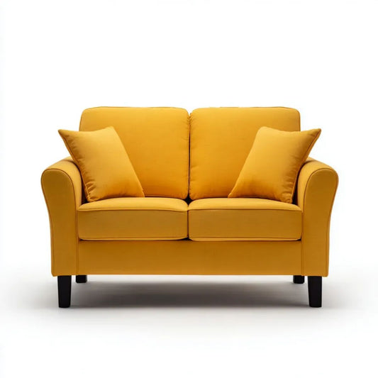 Sofa dwuosobowa musztardowa z tapicerką poliestrową 150 x 85 x 85 cm