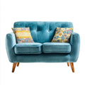 Turkusowa sofa dwuosobowa z weluru, 130 x 78 x 85 cm