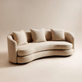Kremowa sofa 3-osobowa z tkaniny boucle, owalna, 220 x 95 x 78 cm