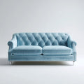 Dwuosobowa sofa aksamitna jasnoniebieska ze srebrnymi detalami 170 x 90 x 85 cm