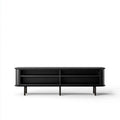 Czarna szafka RTV z płyty MDF i metalu, 180 x 40 x 55 cm