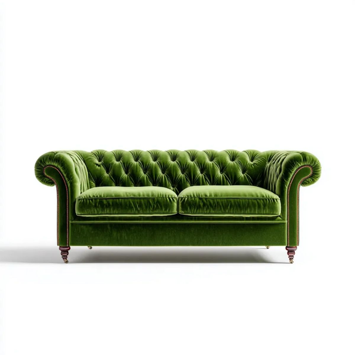 Dwuosobowa sofa Chesterfield aksamitowa zielona 200 x 90 x 75 cm