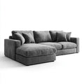 Grafitowa sofa narożna z lewostronnym szezlongiem, aksamitna, 280 × 165 × 86 cm