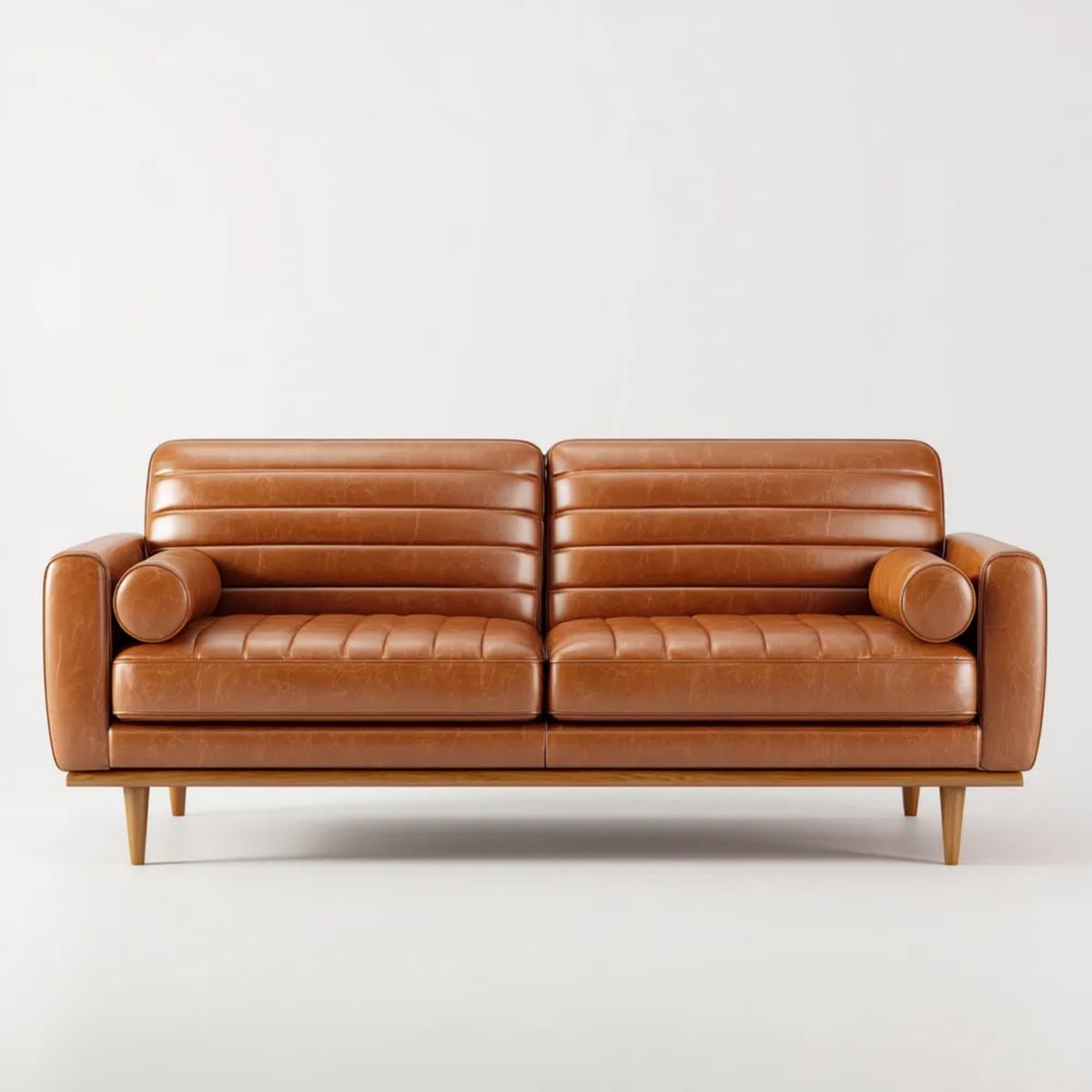 Sofa dwuosobowa koniakowa z poliuretanu PU 180 × 85 × 85 cm