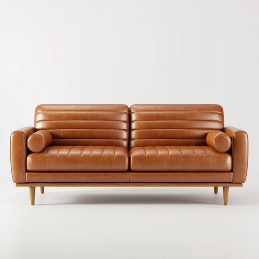 Sofa dwuosobowa koniakowa z poliuretanu PU 180 × 85 × 85 cm