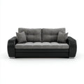 Sofa dwuosobowa z tkaniny i ekoskóry szaro-czarna 200 × 90 × 85 cm