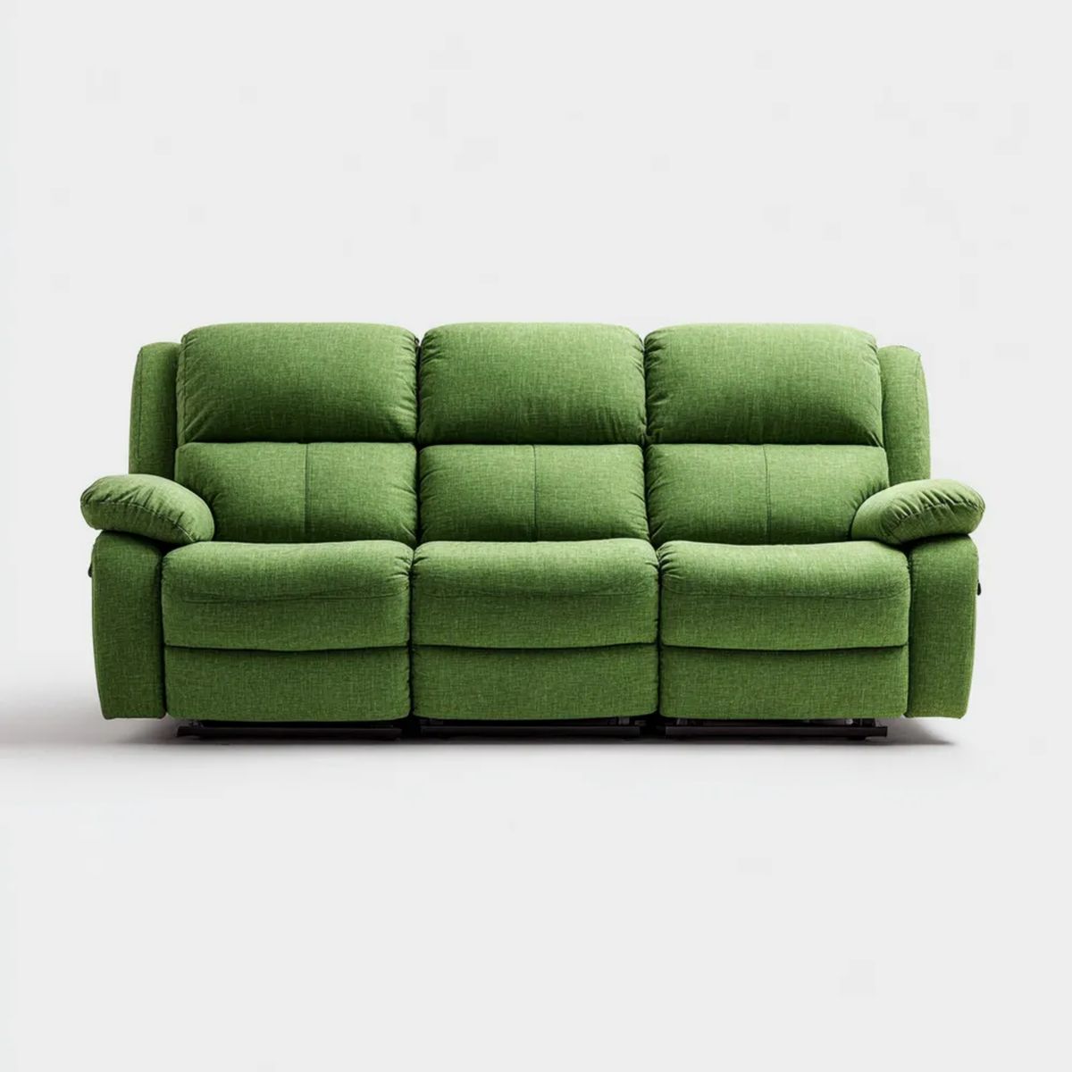 Zielona sofa 3-osobowa z funkcją relaks, tapicerka poliestrowa, 210 × 95 × 102 cm