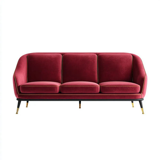 Trzyosobowa sofa z aksamitu poliestrowego, bordowa, 210 × 85 × 78 cm