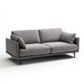 Szara dwuosobowa sofa z tapicerką poliestrową i czarnymi metalowymi nogami, 180 x 85 x 82 cm
