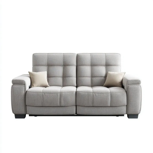 Sofa 2-osobowa jasnoszara z tapicerką poliestrową 200 × 95 × 105 cm