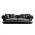 Sofa trzyosobowa czarna z tapicerką PU i poliestru, 220 x 95 x 85 cm