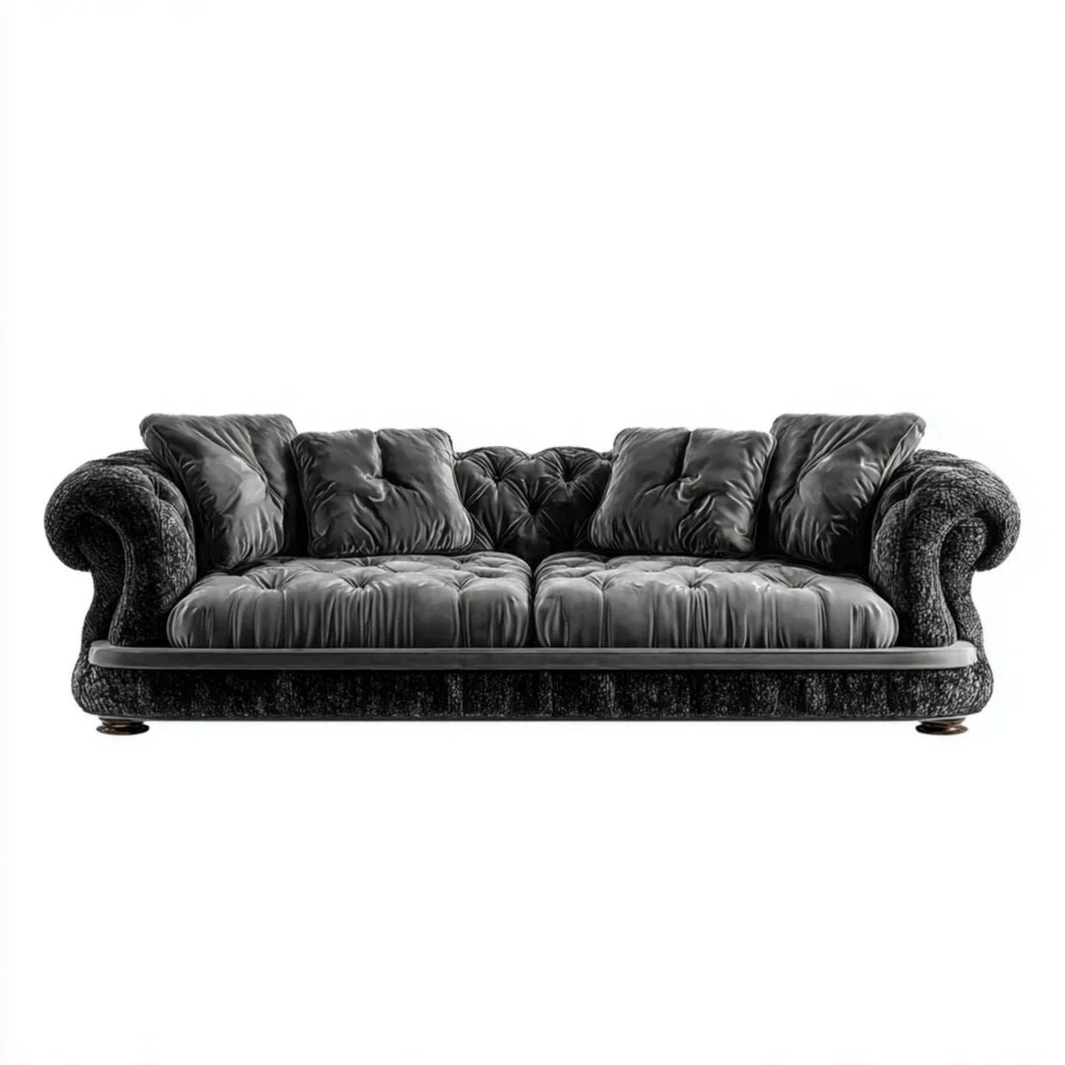 Sofa trzyosobowa czarna z tapicerką PU i poliestru, 220 x 95 x 85 cm
