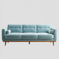 Trzyosobowa sofa aksamitna turkusowa z drewnianymi nogami, 210 x 86 x 86 cm