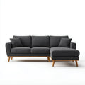 Prawostronna sofa narożna 3-osobowa grafitowa z tapicerką tkaninową, 250 x 155 x 85 cm