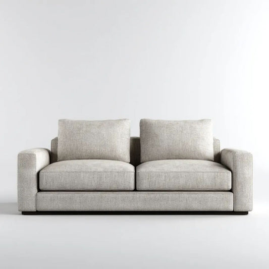 Dwuosobowa sofa jasnobeżowa z tapicerką poliestrową 180 x 90 x 85 cm