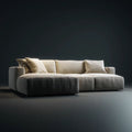Beżowa sofa trzyosobowa z poliestrowego sztruksu 240 x 105 x 78 cm