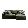 Sofa narożna z prawostronnym szezlongiem, tapicerka sztruksowa, oliwkowozielona, 240 × 160 × 85 cm