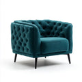 Fotel wypoczynkowy Chesterfield z weluru poliestrowego, ciemnozielony, 105 × 90 × 78 cm