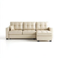 Kremowa sofa narożna z szezlongiem prawostronnym z ekoskóry PU 260 x 160 x 85 cm